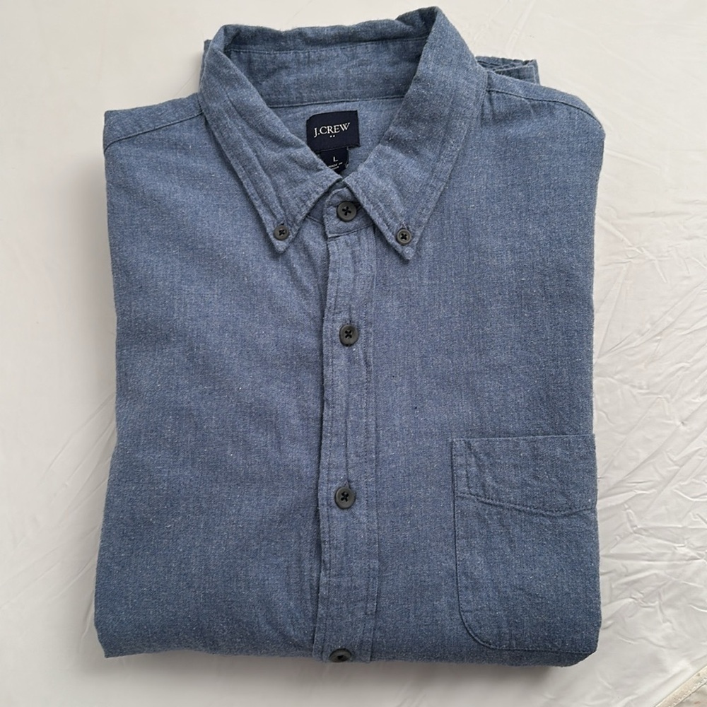 J Crew solid blue brushed twill button down shirt - image 1